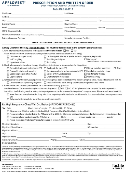 prescription and written order form